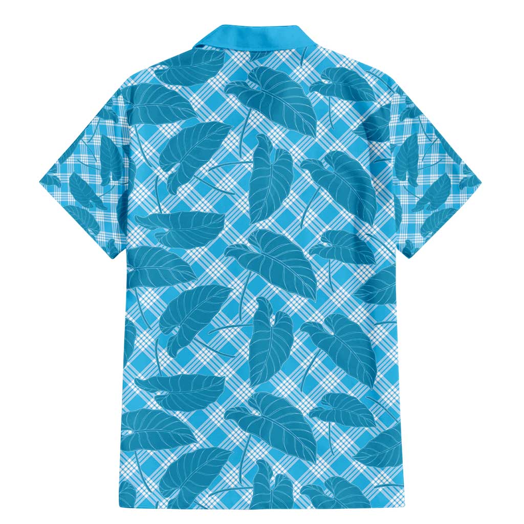 Blue Hawaii Kalo Palaka Motifs Family Matching Mermaid Dress and Hawaiian Shirt Hawaiian Taro Leaves Elegant Vibes - Polynesian Pride