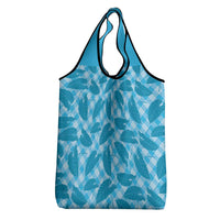 Blue Hawaii Kalo Palaka Motifs Grocery Bag Hawaiian Taro Leaves Elegant Vibes - Polynesian Pride