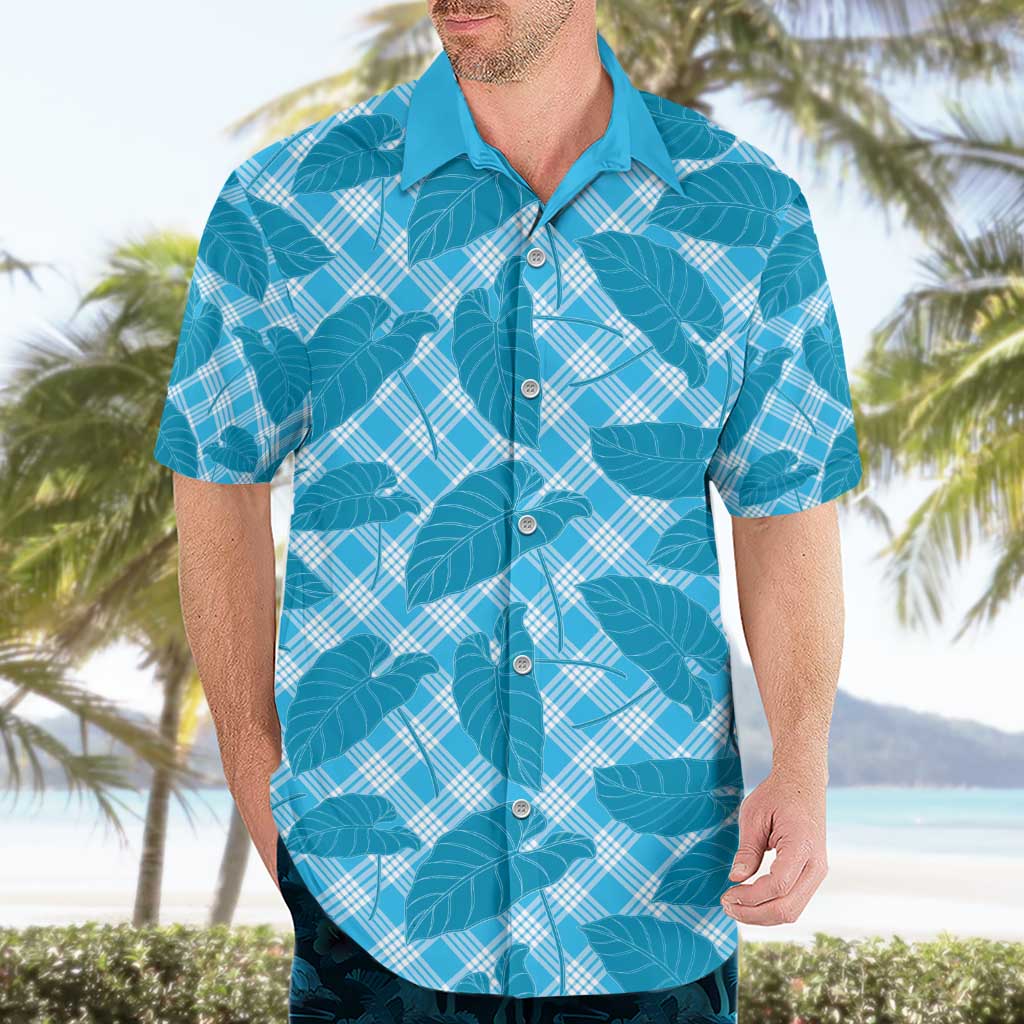 Blue Hawaii Kalo Palaka Motifs Hawaiian Shirt Hawaiian Taro Leaves Elegant Vibes - Polynesian Pride