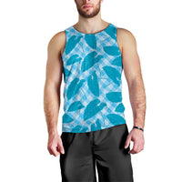 Blue Hawaii Kalo Palaka Motifs Men Tank Top Hawaiian Taro Leaves Elegant Vibes - Polynesian Pride