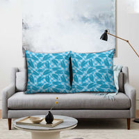 Blue Hawaii Kalo Palaka Motifs Pillow Cover Hawaiian Taro Leaves Elegant Vibes - Polynesian Pride