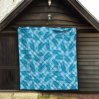 Blue Hawaii Kalo Palaka Motifs Quilt Hawaiian Taro Leaves Elegant Vibes - Polynesian Pride