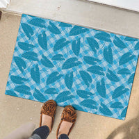 Blue Hawaii Kalo Palaka Motifs Rubber Doormat Hawaiian Taro Leaves Elegant Vibes - Polynesian Pride
