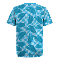 Blue Hawaii Kalo Palaka Motifs Rugby Jersey Hawaiian Taro Leaves Elegant Vibes - Polynesian Pride
