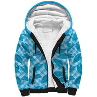 Blue Hawaii Kalo Palaka Motifs Sherpa Hoodie Hawaiian Taro Leaves Elegant Vibes - Polynesian Pride