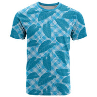 Blue Hawaii Kalo Palaka Motifs T Shirt Hawaiian Taro Leaves Elegant Vibes - Polynesian Pride