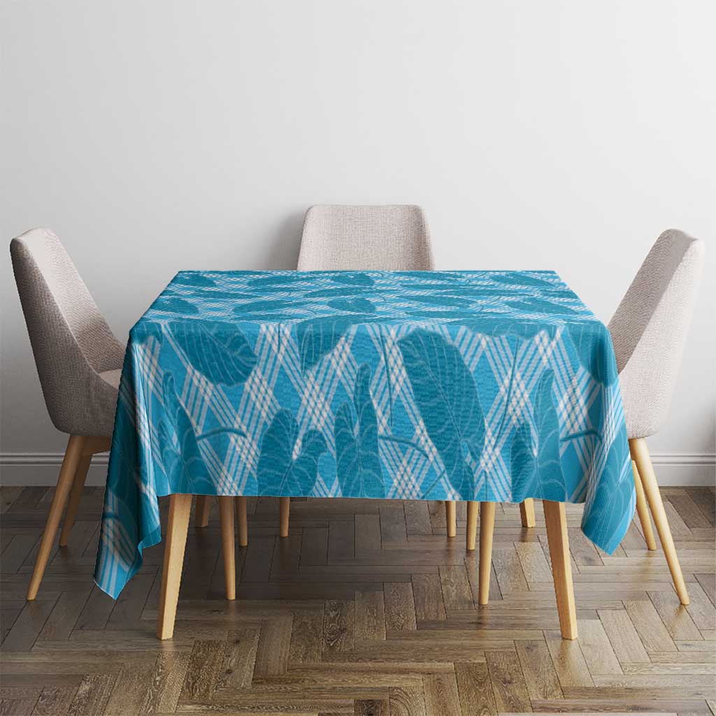 Blue Hawaii Kalo Palaka Motifs Tablecloth Hawaiian Taro Leaves Elegant Vibes - Polynesian Pride