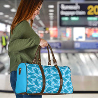 Blue Hawaii Kalo Palaka Motifs Travel Bag Hawaiian Taro Leaves Elegant Vibes - Polynesian Pride