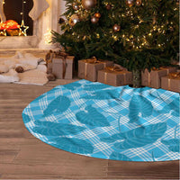 Blue Hawaii Kalo Palaka Motifs Tree Skirt Hawaiian Taro Leaves Elegant Vibes - Polynesian Pride