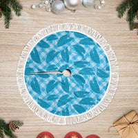 Blue Hawaii Kalo Palaka Motifs Tree Skirt Hawaiian Taro Leaves Elegant Vibes - Polynesian Pride