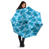 Blue Hawaii Kalo Palaka Motifs Umbrella Hawaiian Taro Leaves Elegant Vibes - Polynesian Pride
