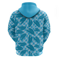 Blue Hawaii Kalo Palaka Motifs Zip Hoodie Hawaiian Taro Leaves Elegant Vibes - Polynesian Pride