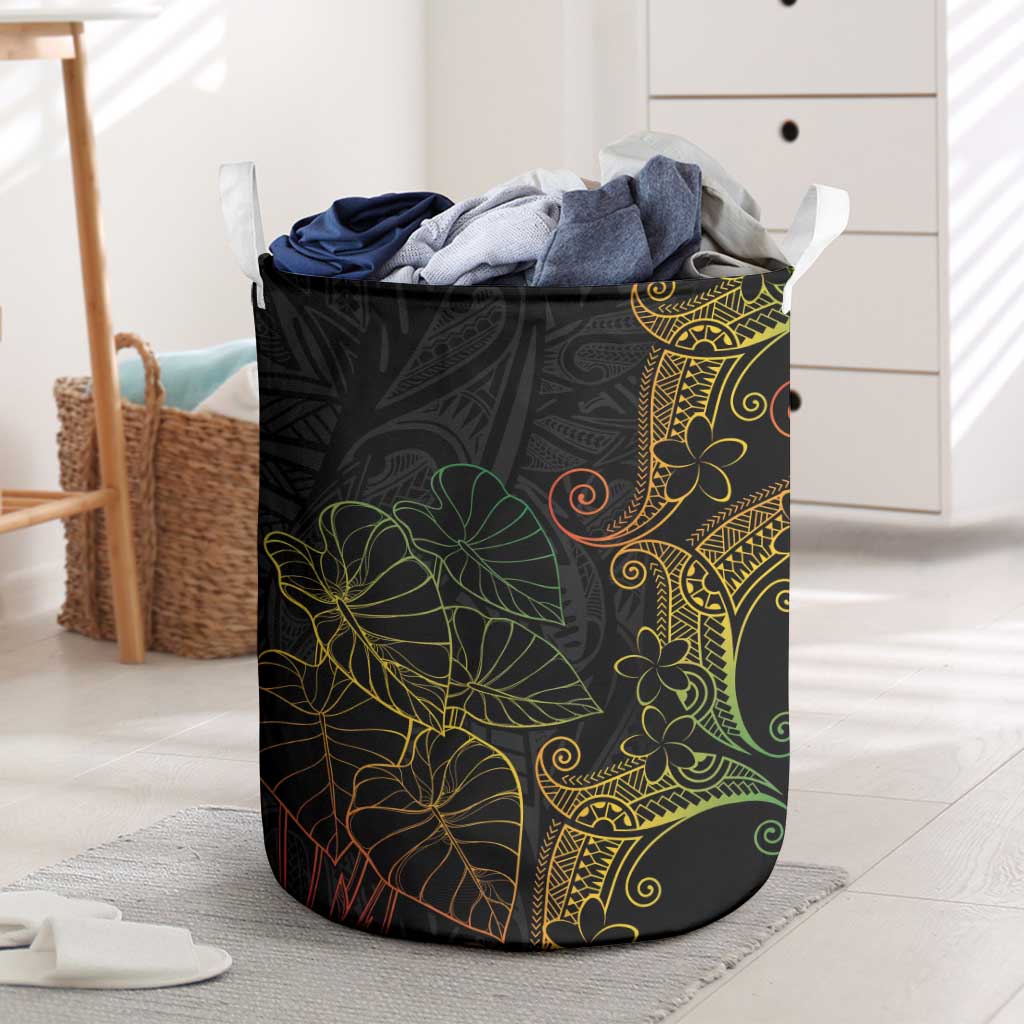 Aloha Hawaii Kalo Laundry Basket Reggae Taro Polynesian Pattern LT14 Black - Polynesian Pride
