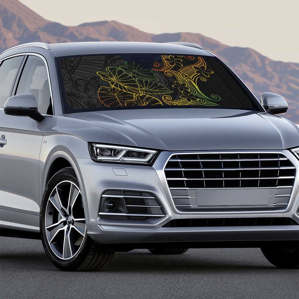 Aloha Hawaii Kalo Auto Sun Shade Reggae Taro Polynesian Pattern - Polynesian Pride