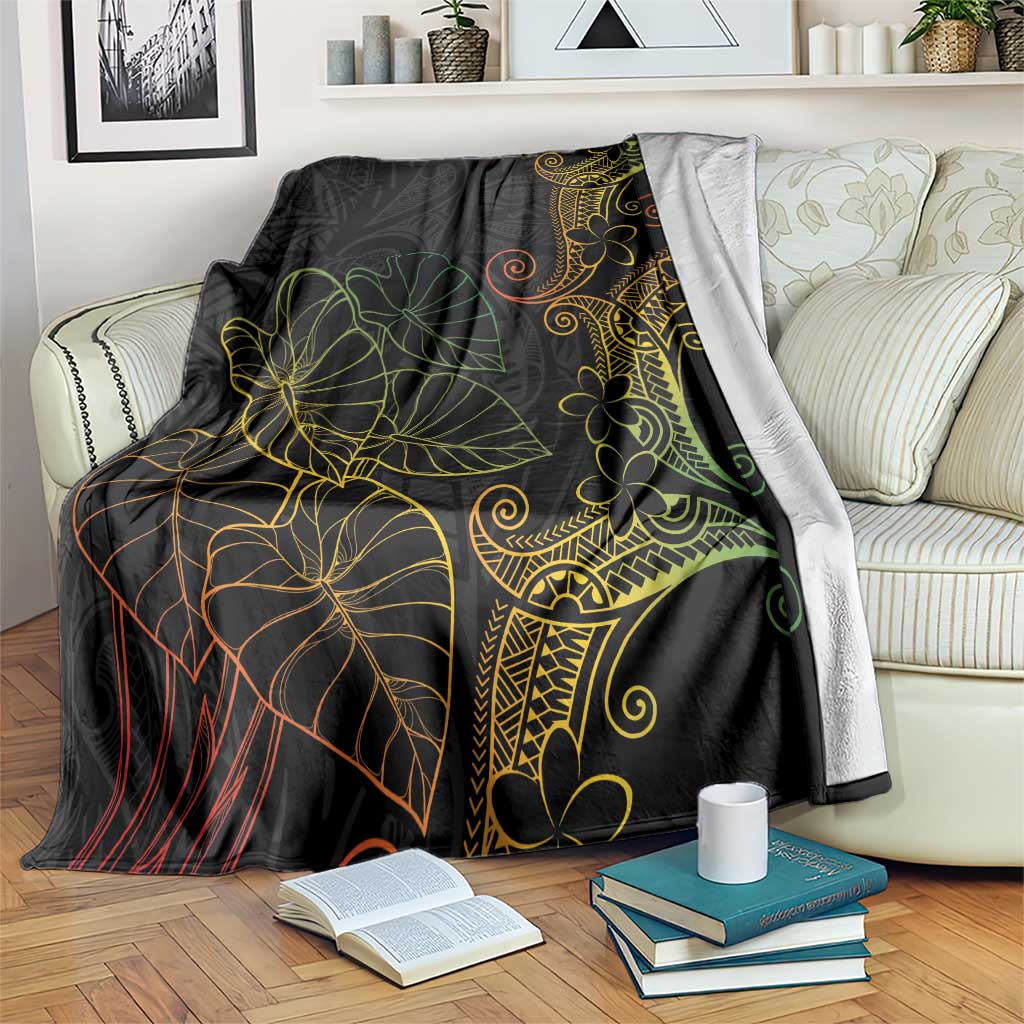 Aloha Hawaii Kalo Blanket Reggae Taro Polynesian Pattern LT14 Black - Polynesian Pride