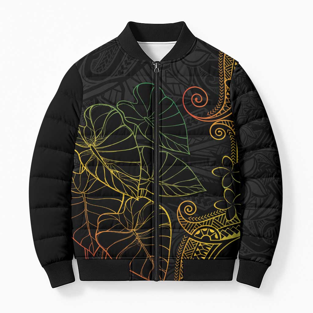 Aloha Hawaii Kalo Bomber Puffer Jacket Reggae Taro Polynesian Pattern - Polynesian Pride