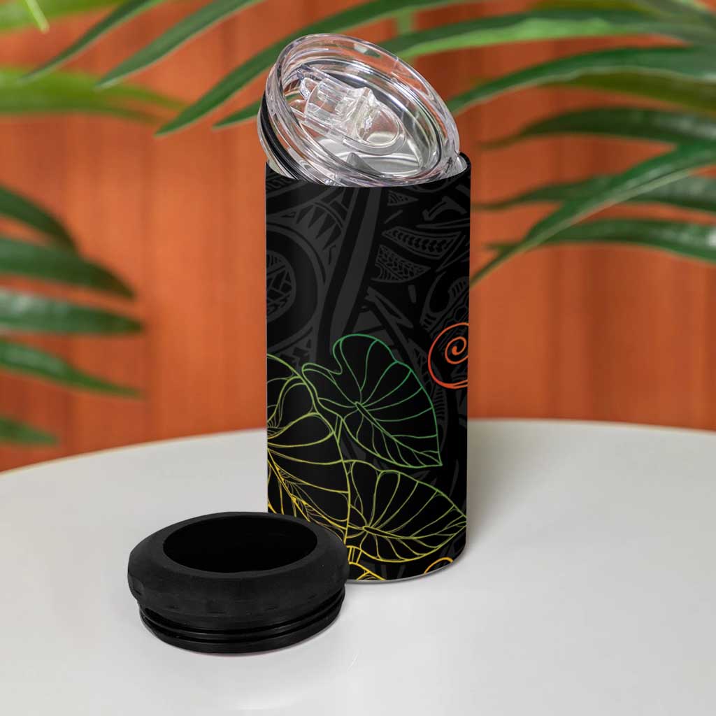 Aloha Hawaii Kalo 4 in 1 Can Cooler Tumbler Reggae Taro Polynesian Pattern - Polynesian Pride