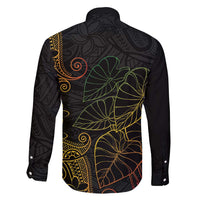 Aloha Hawaii Kalo Family Matching Long Sleeve Bodycon Dress and Hawaiian Shirt Reggae Taro Polynesian Pattern - Polynesian Pride