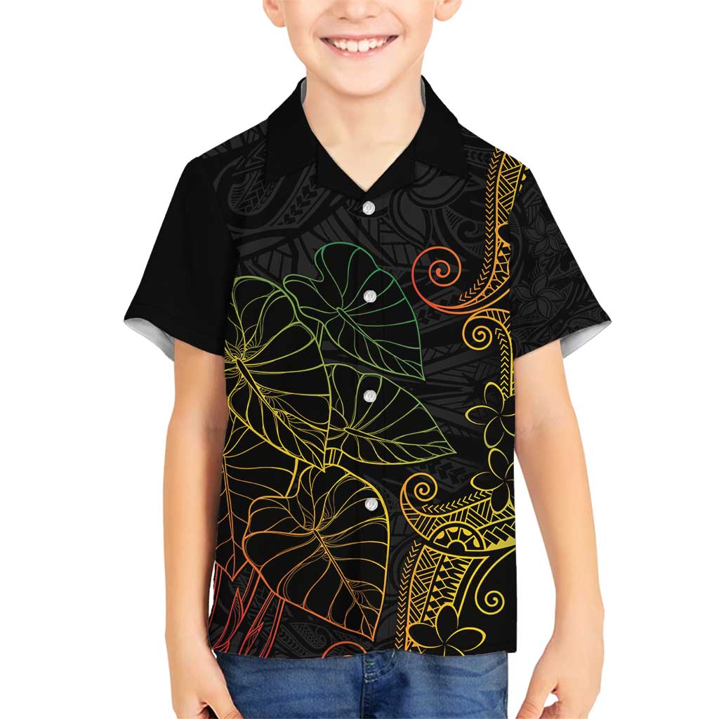 Aloha Hawaii Kalo Family Matching Off Shoulder Short Dress and Hawaiian Shirt Reggae Taro Polynesian Pattern - Polynesian Pride