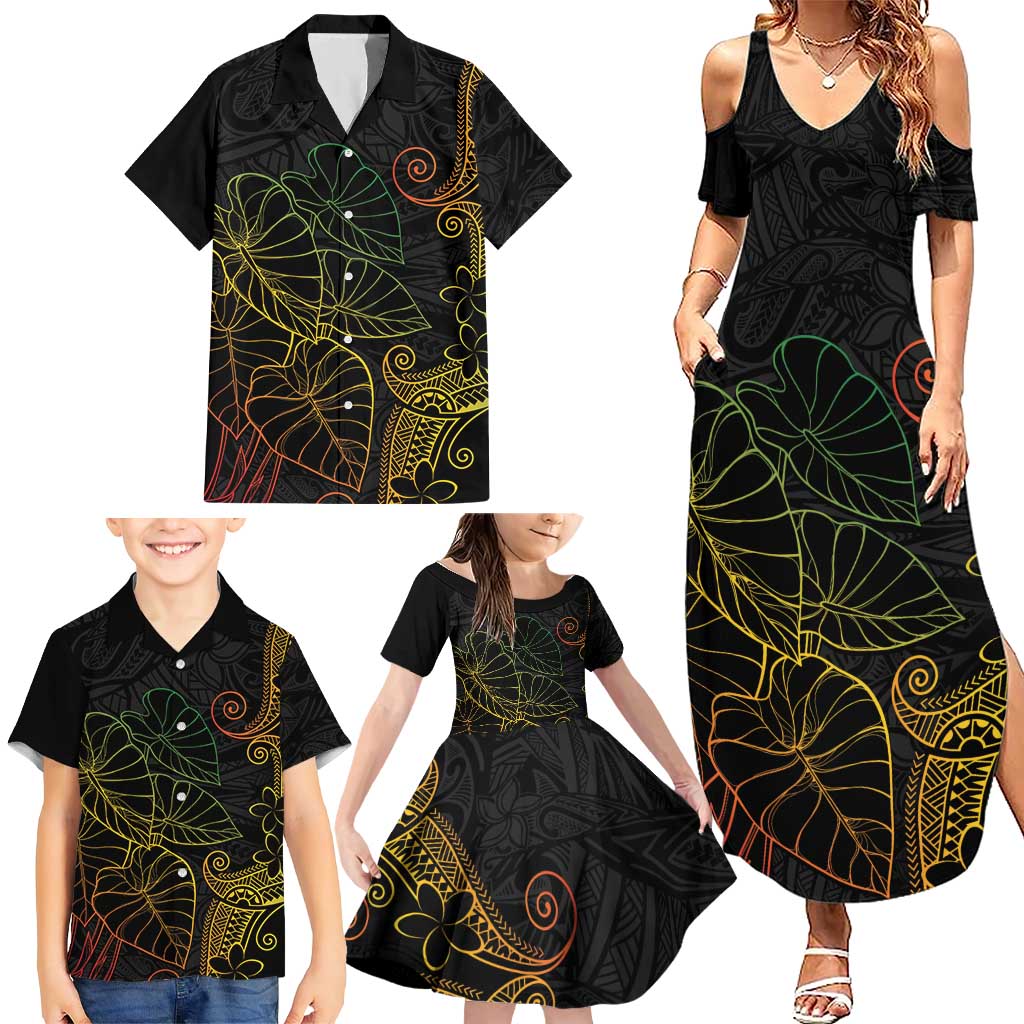 Aloha Hawaii Kalo Family Matching Summer Maxi Dress and Hawaiian Shirt Reggae Taro Polynesian Pattern LT14 - Polynesian Pride