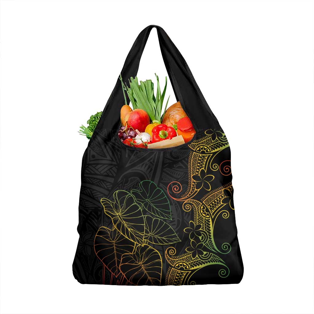 Aloha Hawaii Kalo Grocery Bag Reggae Taro Polynesian Pattern LT14 1-pack One Size Black - Polynesian Pride