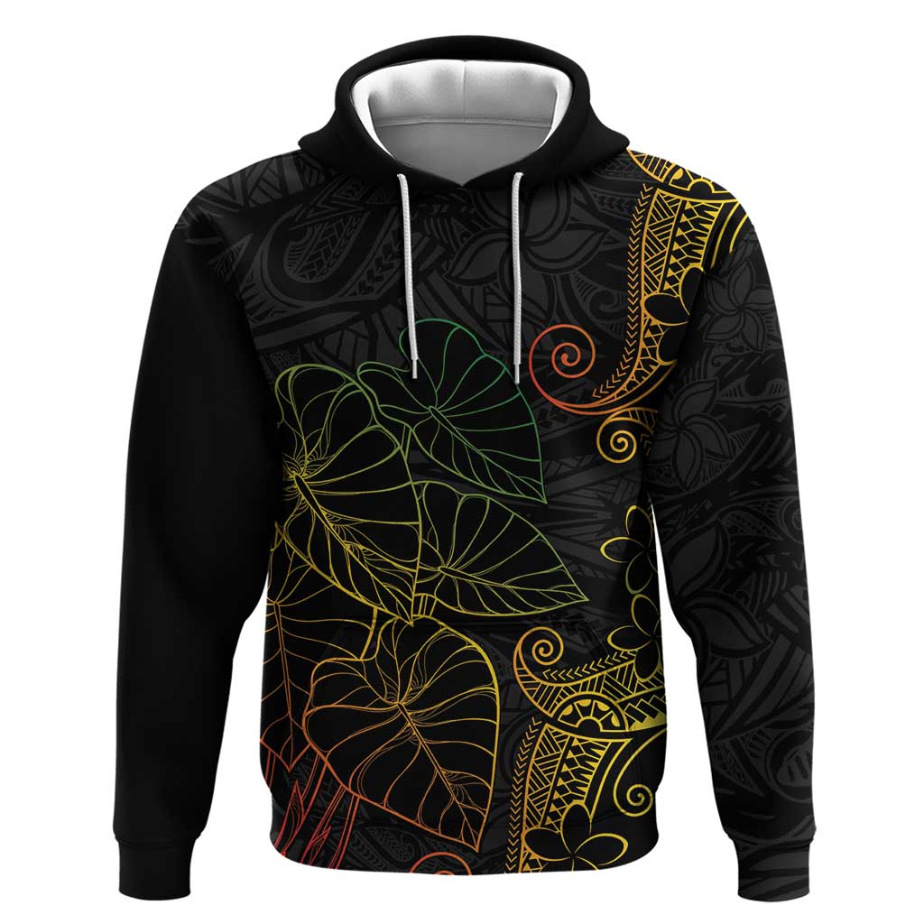 Aloha Hawaii Kalo Hoodie Reggae Taro Polynesian Pattern LT14 Pullover Hoodie Black - Polynesian Pride
