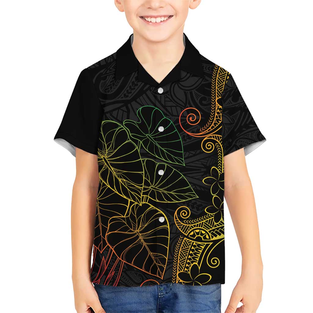 Aloha Hawaii Kalo Kid Hawaiian Shirt Reggae Taro Polynesian Pattern LT14 Kid Black - Polynesian Pride