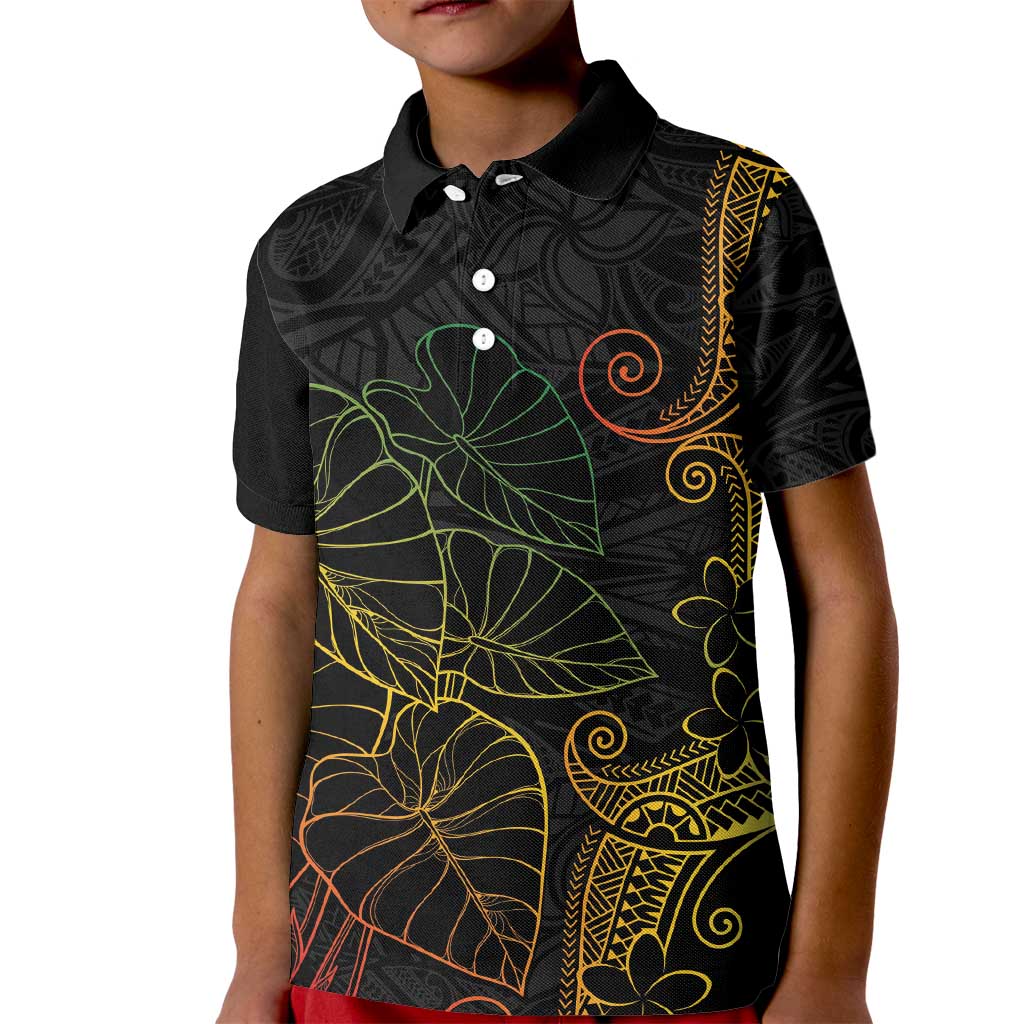 Aloha Hawaii Kalo Kid Polo Shirt Reggae Taro Polynesian Pattern LT14 Kid Black - Polynesian Pride
