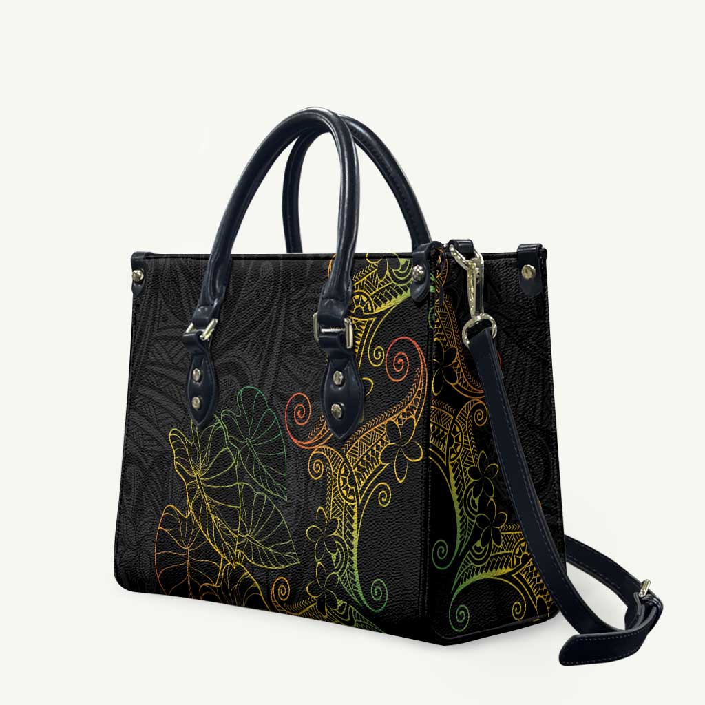 Aloha Hawaii Kalo Leather Bag Reggae Taro Polynesian Pattern LT14 Black - Polynesian Pride