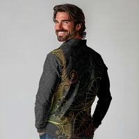 Aloha Hawaii Kalo Long Sleeve Polo Shirt Reggae Taro Polynesian Pattern - Polynesian Pride