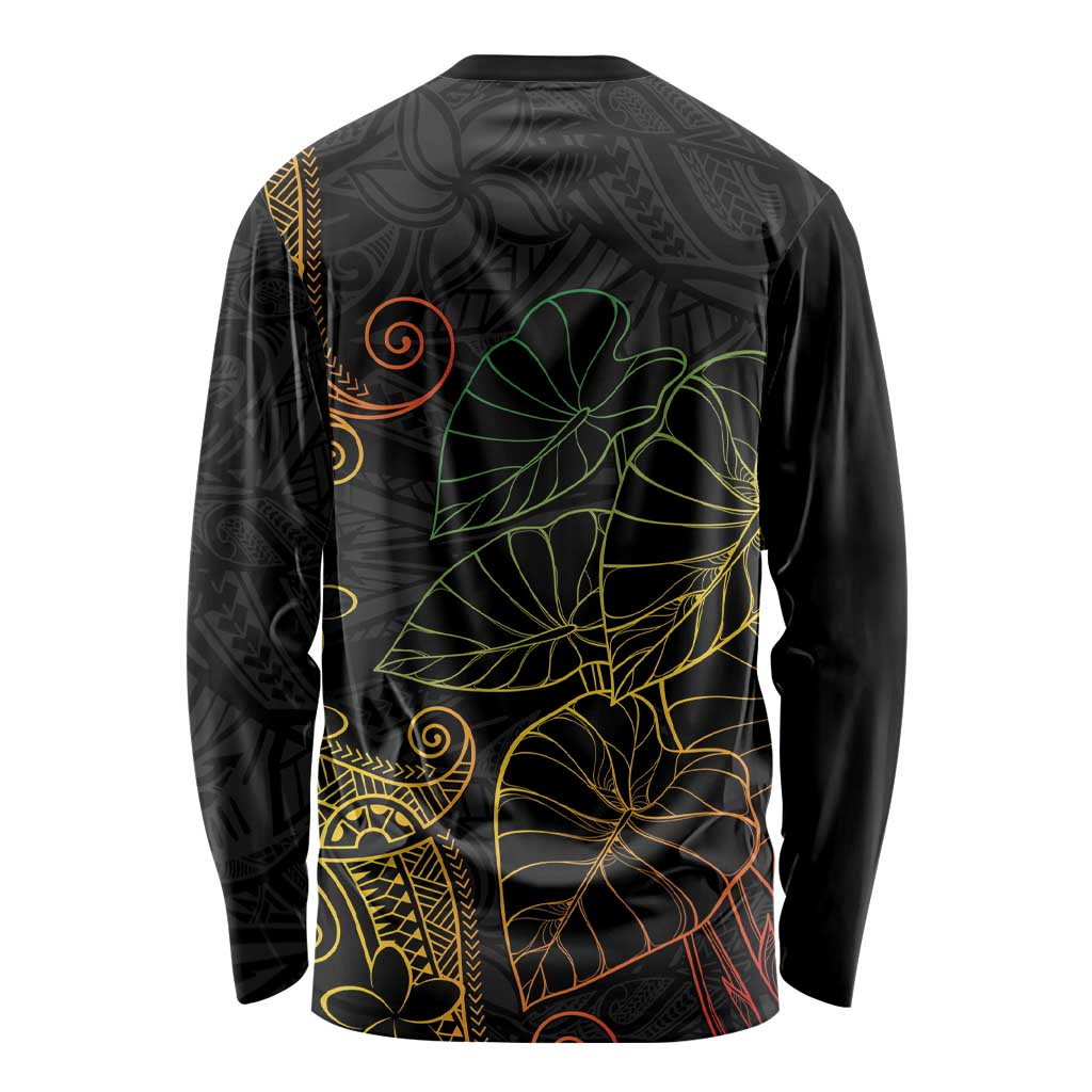 Aloha Hawaii Kalo Long Sleeve Shirt Reggae Taro Polynesian Pattern - Polynesian Pride