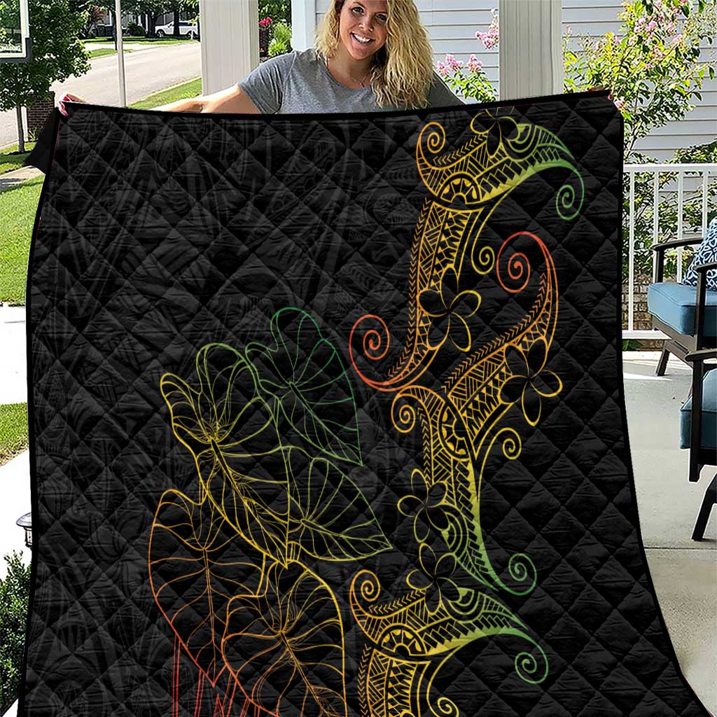 Aloha Hawaii Kalo Quilt Reggae Taro Polynesian Pattern LT14 Black - Polynesian Pride