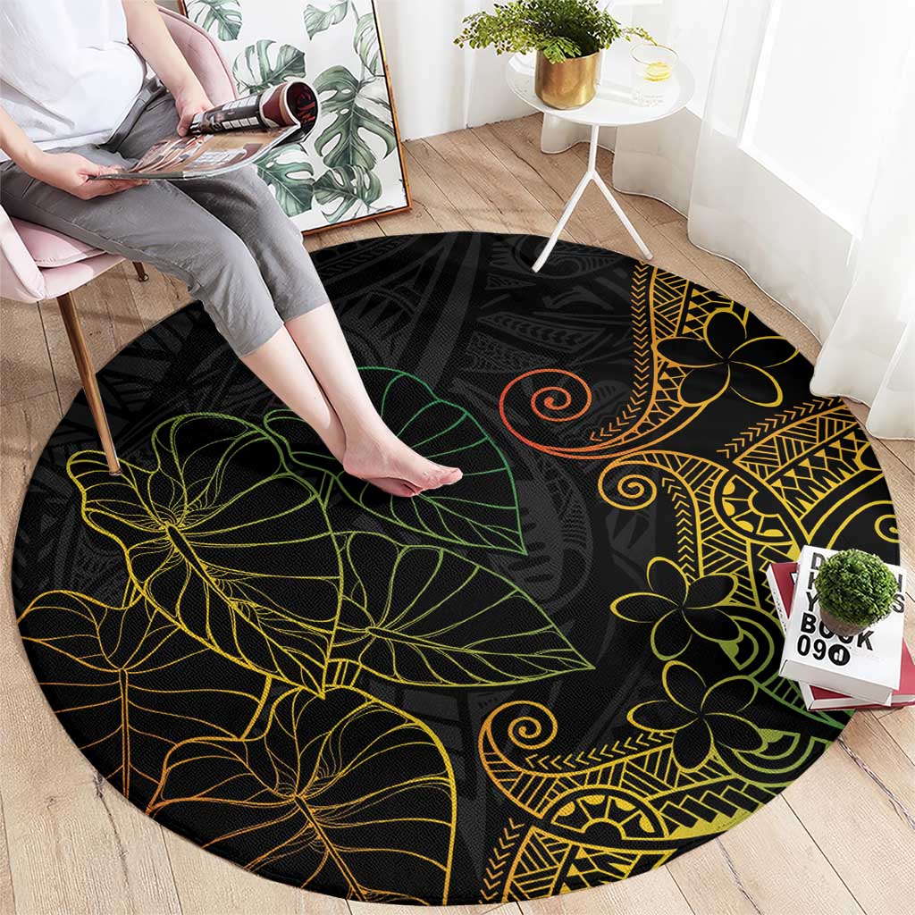 Aloha Hawaii Kalo Round Carpet Reggae Taro Polynesian Pattern - Polynesian Pride