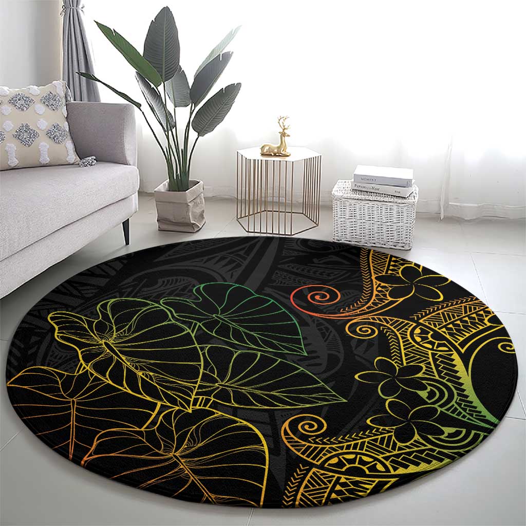 Aloha Hawaii Kalo Round Carpet Reggae Taro Polynesian Pattern - Polynesian Pride