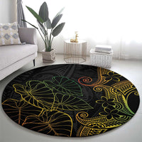 Aloha Hawaii Kalo Round Carpet Reggae Taro Polynesian Pattern - Polynesian Pride