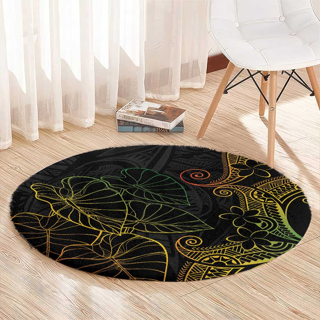 Aloha Hawaii Kalo Round Carpet Reggae Taro Polynesian Pattern - Polynesian Pride