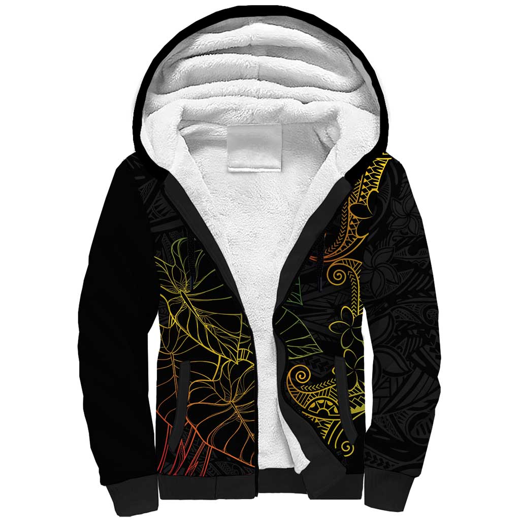Aloha Hawaii Kalo Sherpa Hoodie Reggae Taro Polynesian Pattern LT14 Unisex Black - Polynesian Pride