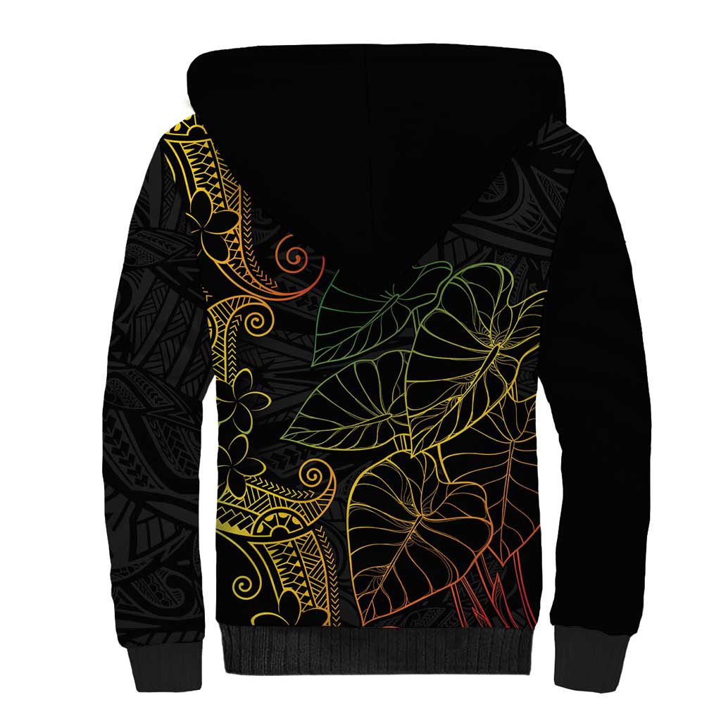 Aloha Hawaii Kalo Sherpa Hoodie Reggae Taro Polynesian Pattern - Polynesian Pride