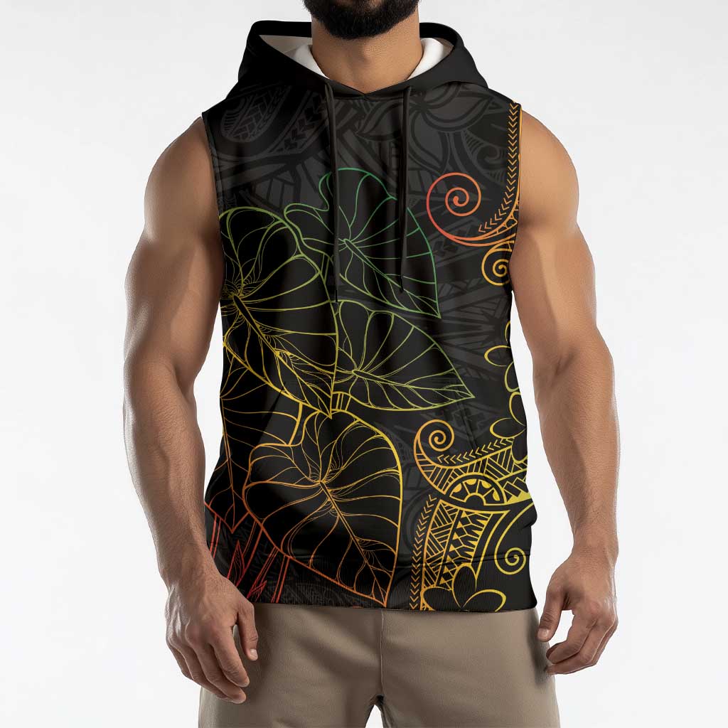 Aloha Hawaii Kalo Sleeveless Hoodie Reggae Taro Polynesian Pattern - Polynesian Pride