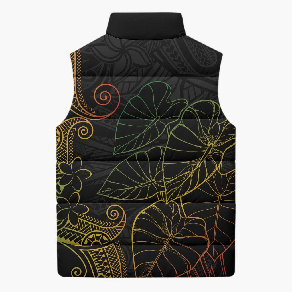 Aloha Hawaii Kalo Sleeveless Puffer Jacket Reggae Taro Polynesian Pattern - Polynesian Pride