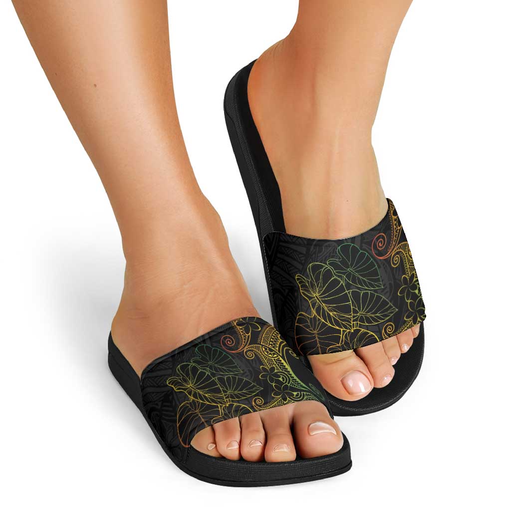 Aloha Hawaii Kalo Slide Sandals Reggae Taro Polynesian Pattern - Polynesian Pride