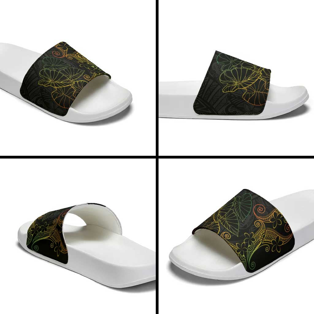 Aloha Hawaii Kalo Slide Sandals Reggae Taro Polynesian Pattern - Polynesian Pride