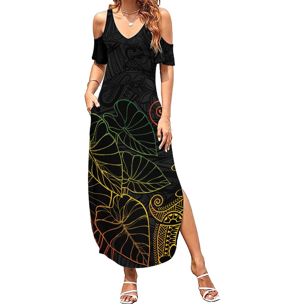Aloha Hawaii Kalo Summer Maxi Dress Reggae Taro Polynesian Pattern - Polynesian Pride