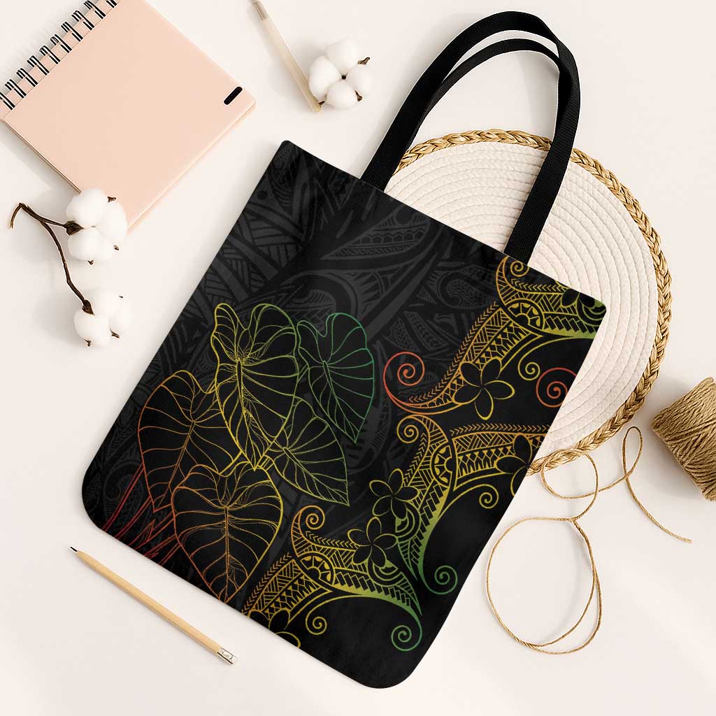 Aloha Hawaii Kalo Tote Bag Reggae Taro Polynesian Pattern LT14 Black Strap One Size Black - Polynesian Pride