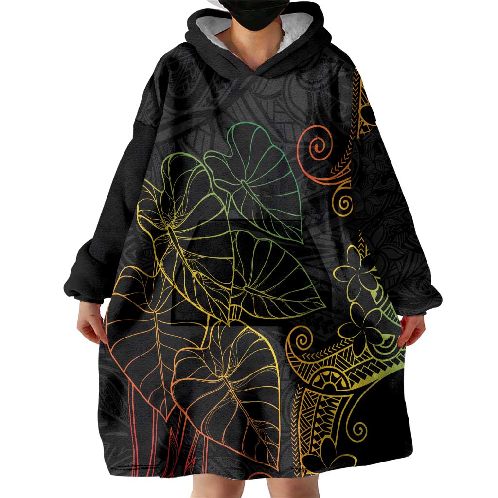 Aloha Hawaii Kalo Wearable Blanket Hoodie Reggae Taro Polynesian Pattern - Polynesian Pride