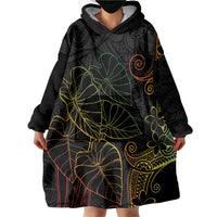 Aloha Hawaii Kalo Wearable Blanket Hoodie Reggae Taro Polynesian Pattern - Polynesian Pride