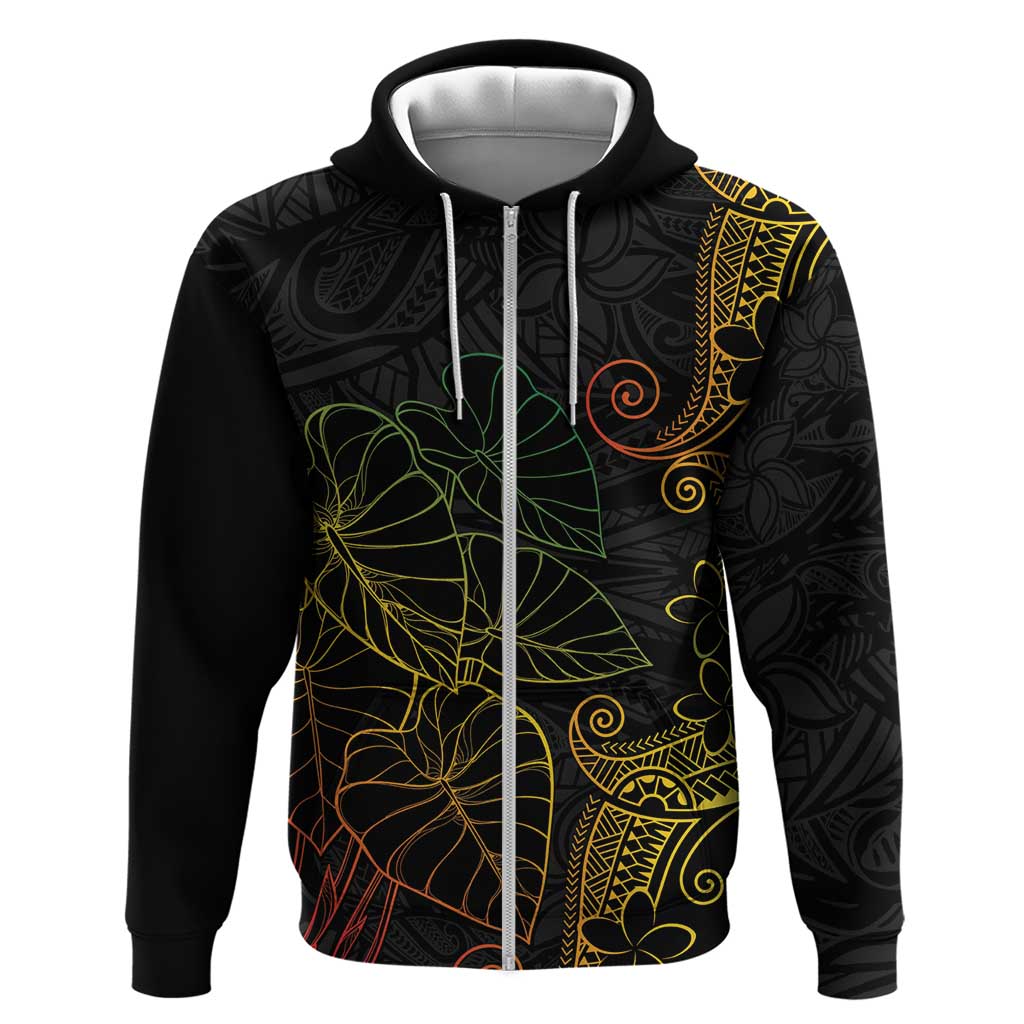 Aloha Hawaii Kalo Zip Hoodie Reggae Taro Polynesian Pattern - Polynesian Pride