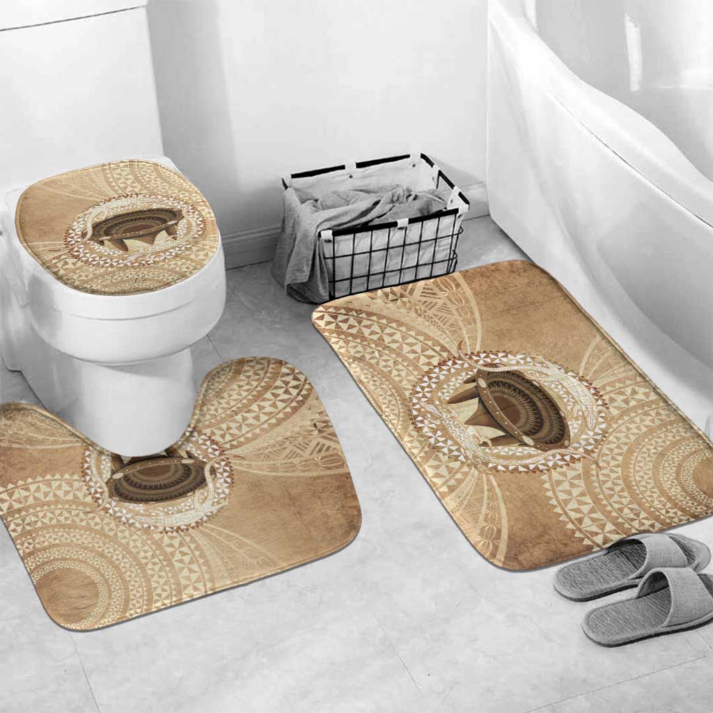 Tonga Skink Kava Bowl Bathroom Set Vintage Tongan Ngatu Pattern