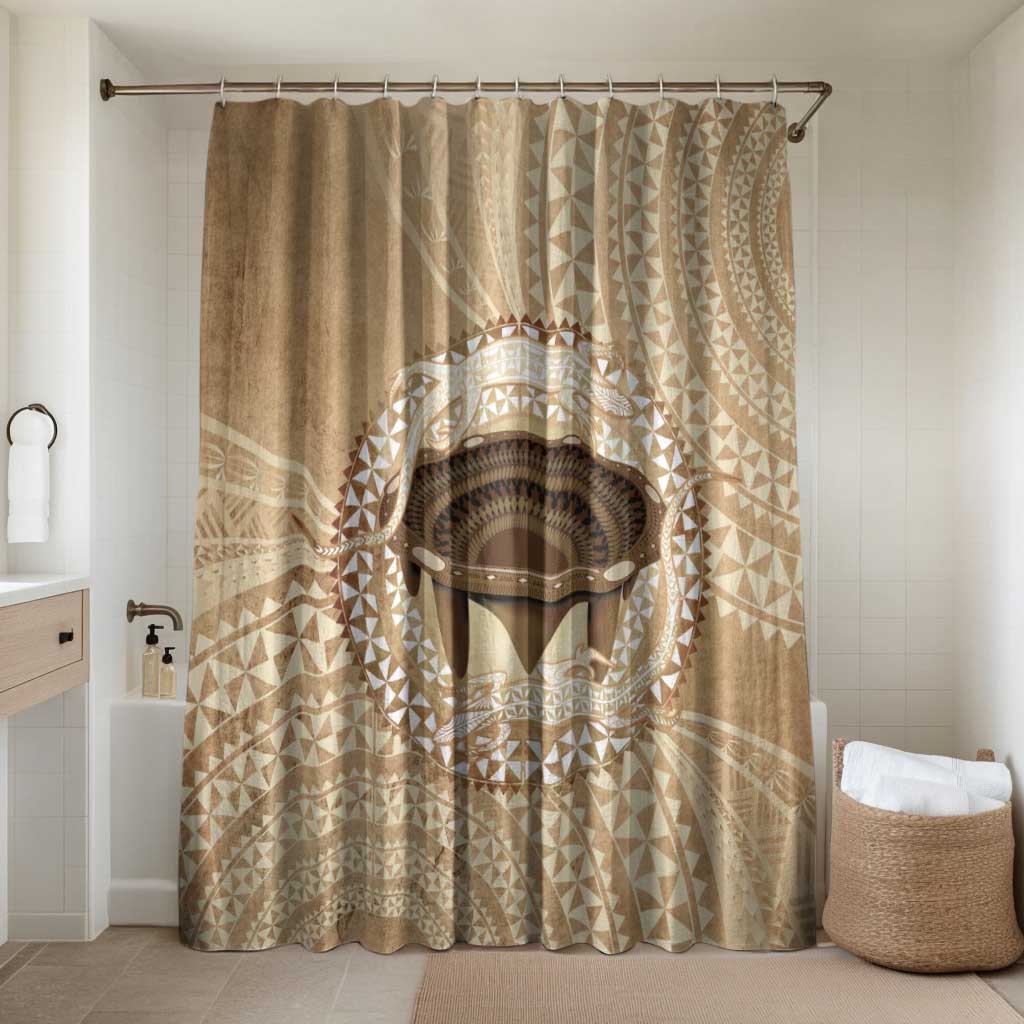 Tonga Skink Kava Bowl Bathroom Set Vintage Tongan Ngatu Pattern