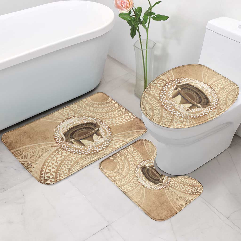 Tonga Skink Kava Bowl Bathroom Set Vintage Tongan Ngatu Pattern